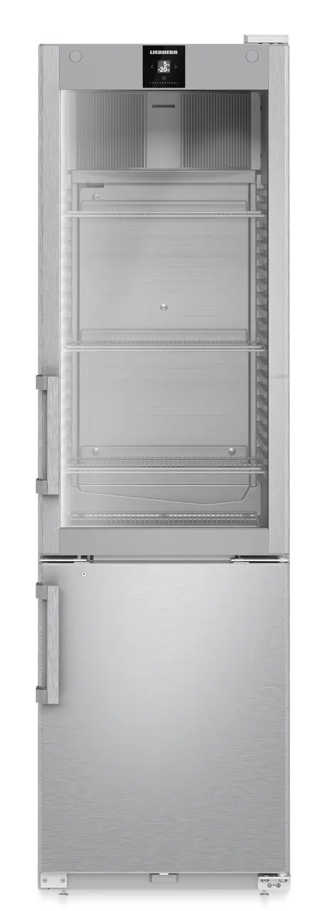 Product image, Perspective: straight closed empty, Combined refrigerator-freezer, Casing colour: stainless steel, Door colour: stainless steel