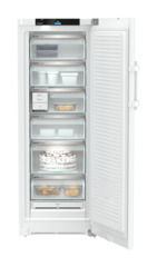 Product image, Perspective: straight open decorated, Freestanding freezer with NoFrost and EasyTwist-Ice, Casing colour: white, Door colour: white