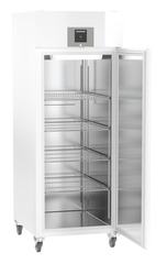Product image, Perspective: oblique open empty, Lab refrigerator with Comfort electronic controller, Casing colour: white
