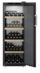 Product image, Perspective: straight open decorated, Wine storage cabinet, Casing colour: black, Door colour: black