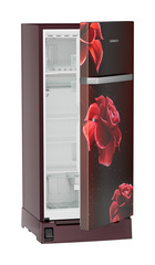 Product image, Perspective: oblique half-open empty, Single-door refrigerator 191 l in 5 star with inverter compressor, Casing colour: red, Door colour: Red Divine