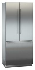 Product image, Perspective: oblique closed, Combined refrigerator-freezer with BioFresh and NoFrost for integrated use, Casing colour: grey