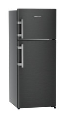 Product image, Perspective: oblique closed, Fridge-freezer with NoFrost, Casing colour: grey, Door colour: BlackSteel