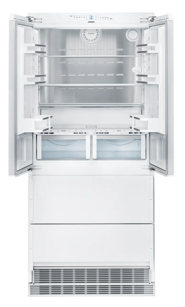 Product image, Perspective: straight open empty, Combined refrigerator-freezer with BioFresh and NoFrost for integrated use