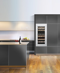 Product image, Perspective: milieu, Built-in multi-temperature wine cabinet, Casing colour: silver, Door colour: silver