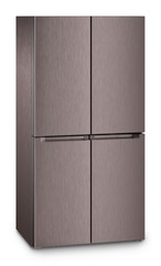 Produkt-Bild, Perspektive: schräg geschlossen, 4-türige French-Door-Kühl-Gefrierkombination mit IceMaker, Gehäusefarbe: TerraSteel, Türfarbe: TerraSteel