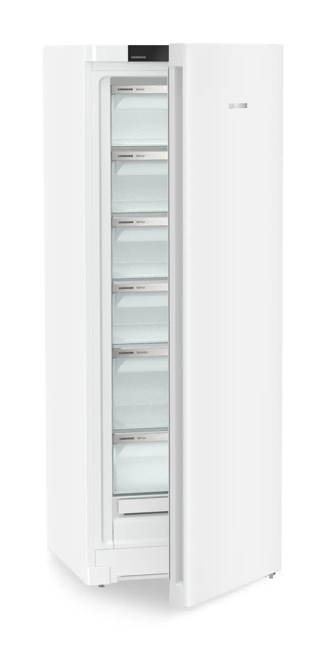 Immagine del prodotto, Prospettiva: Inclinato semiaperto vuoto, Congelatore autonomo con NoFrost, Colore della struttura: bianco, Colore della porta: bianco