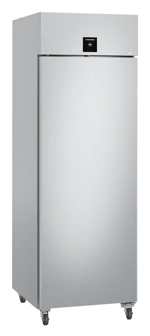 Produktbild, Perspektiv: Vinklad, stängd, Frysskåp GN 2/1 med konvektionskylning, Färg på hölje: Rostfritt stål, Färg på dörr: Rostfritt stål