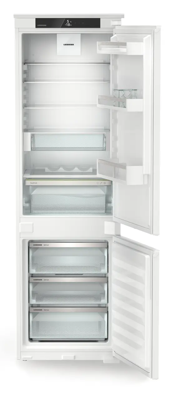 Product image, Perspective: straight open empty, Integrable fridge-freezer with EasyFresh and NoFrost