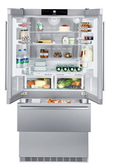 Product image, Perspective: straight open decorated, Fridge-freezer with BioFresh and NoFrost, Casing colour: stainless steel, Door colour: stainless steel