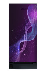 Product image, Perspective: straight closed, Single-door refrigerator 191 l in 3 star with foot pedal base drawer, Casing colour: grey, Door colour: Purple Strings