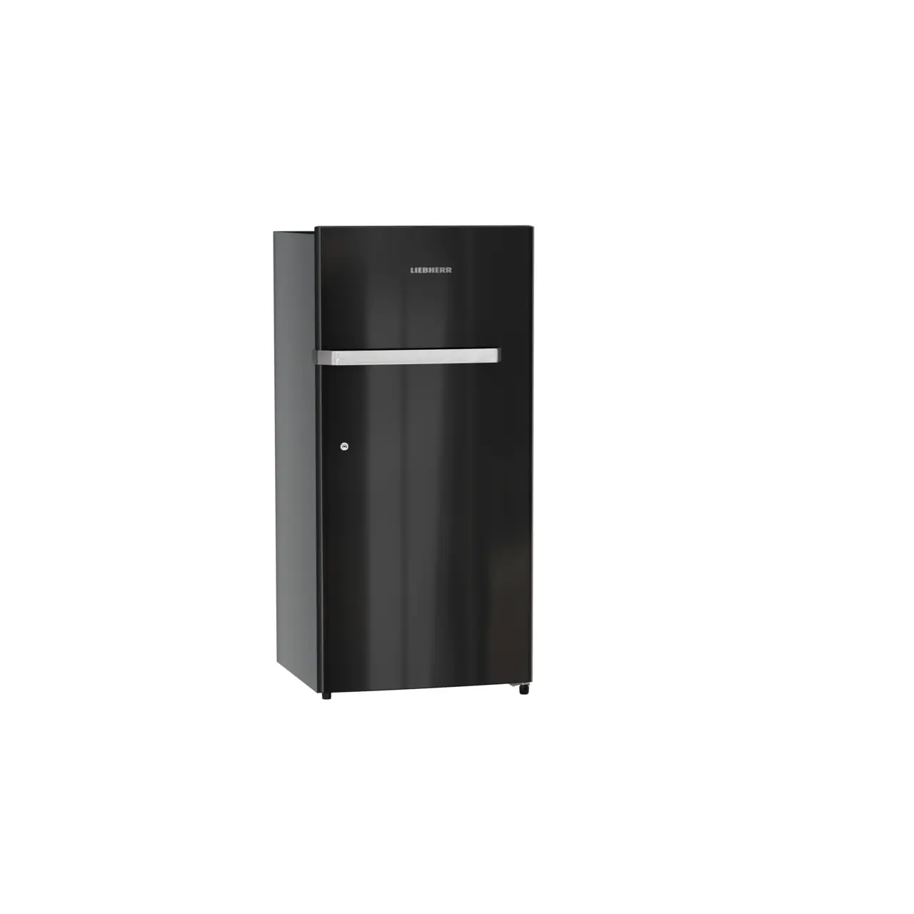 Product image, Perspective: oblique closed, Single-door refrigerator 191 l in 5 star with inverter compressor, Casing colour: grey, Door colour: Black Gloss