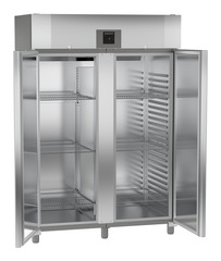 Product image, Perspective: oblique open empty, Forced-air refrigerator GN 2/1, Casing colour: stainless steel look