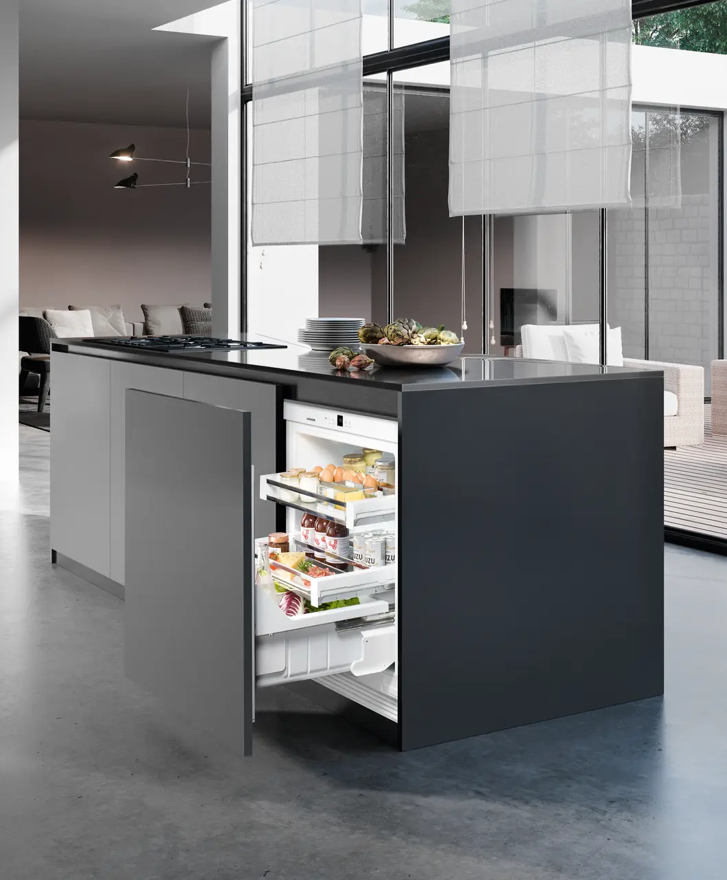 Product image, Perspective: milieu, Under-worktop refrigerator for integrated use