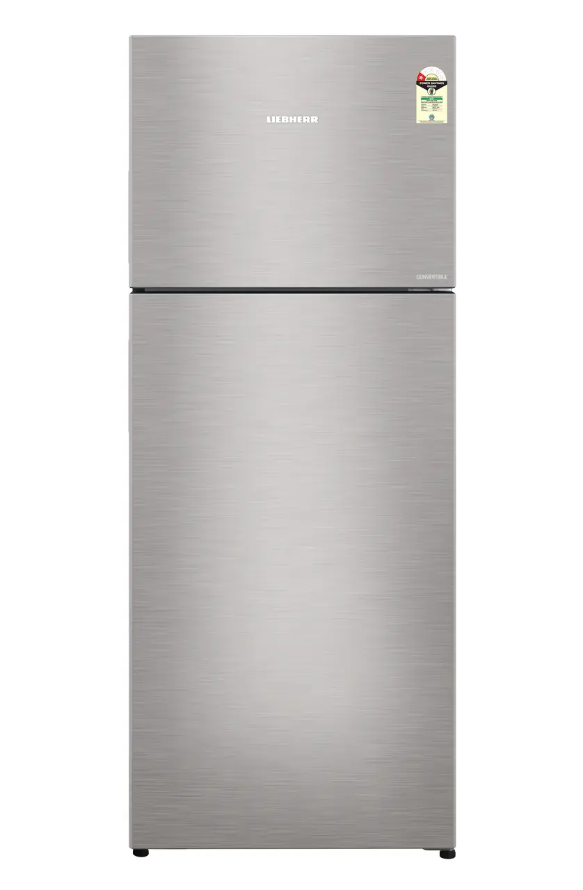 Product image, Perspective: straight closed, Fridge-freezer with NoFrost, Casing colour: grey, Door colour: Stainless Steel
