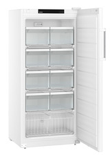 Imagine produs, Perspectivă: Înclinat, deschis, gol, Congelator de laborator cu răcire statică, Culoarea carcasei: Alb, Culoarea ușii: Alb