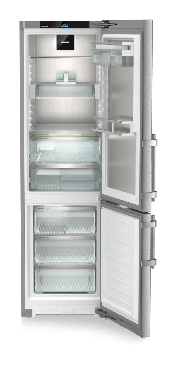 Product image, Perspective: straight open empty, Fridge-freezer with BioFresh Professional and NoFrost, Casing colour: stainless steel, Door colour: stainless steel