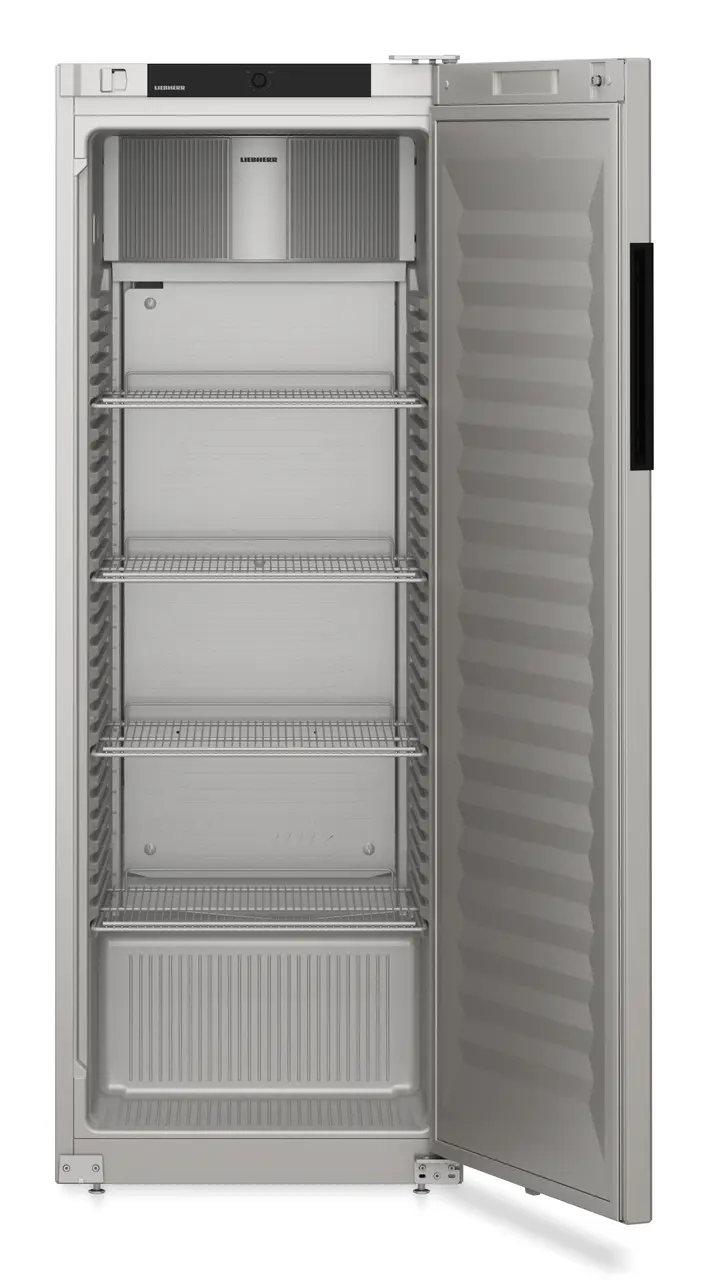 Immagine del prodotto, Prospettiva: Frontale aperto vuoto, Frigorifero con raffreddamento ventilato, Colore della struttura: grigio, Colore della porta: grigio