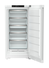 Изображение продукции, Перспектива: Прямо, с открытой дверцей, без продуктов, Морозильная камера с системой NoFrost, Цвет корпуса: белый, Цвет дверцы: белый
