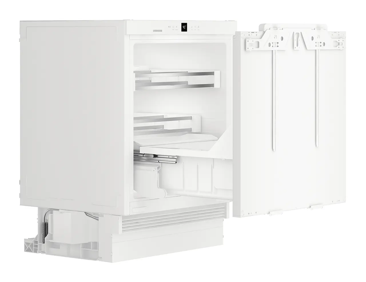 Product image, Perspective: oblique open empty, Under-worktop refrigerator for integrated use