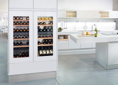 Product image, Perspective: milieu, Built-in multi-temperature wine cabinet, Casing colour: silver, Door colour: white