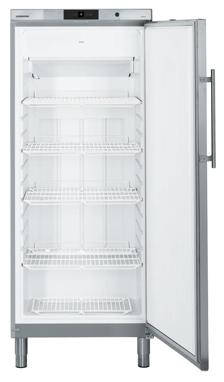 Product image, Perspective: straight open empty, Freestanding freezer with NoFrost, Casing colour: stainless steel