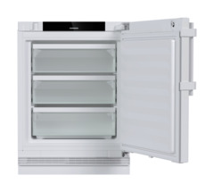Изображение на продукта, Перспектива: Отпред, отворен, празен, Лабораторен фризер със статично охлаждане, Цвят на корпуса: бял, Цвят на вратата: бял
