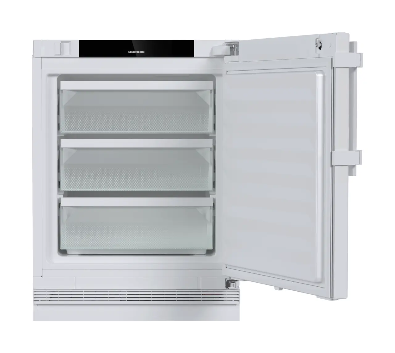 Изображение на продукта, Перспектива: Отпред, отворен, празен, Лабораторен фризер със статично охлаждане, Цвят на корпуса: бял, Цвят на вратата: бял