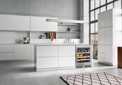 Product image, Perspective: milieu, Under-worktop wine storage cabinet, Casing colour: silver, Door colour: stainless steel