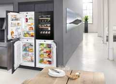 Product image, Perspective: milieu, Built-in multi-temperature wine cabinet, Casing colour: silver, Door colour: GlassBlack