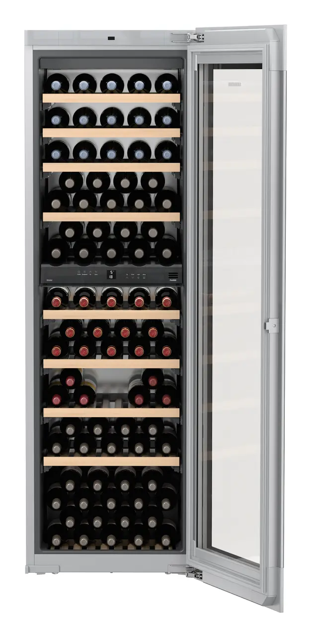 Product image, Perspective: special form, Built-in multi-temperature wine cabinet, Casing colour: silver, Door colour: GlassBlack
