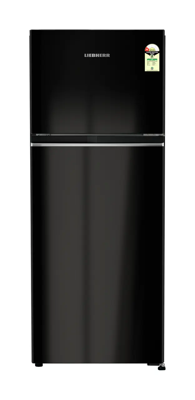 Product image, Perspective: straight closed, Fridge-freezer with NoFrost, Casing colour: grey, Door colour: Black Gloss