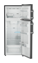 Product image, Perspective: straight open empty, Fridge-freezer with NoFrost, Casing colour: grey, Door colour: BlackSteel