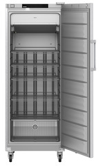 Product image, Perspective: straight open empty, Freestanding freezer with NoFrost, Casing colour: stainless steel, Door colour: stainless steel
