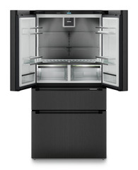 Termékkép, Perspektíva: Egyenes nyitott üres, Francia ajtós hűtő-fagyasztó 2 fagyasztófiókkal, IceMakerrel és InfinitySpringgel