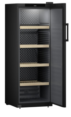 Product image, Perspective: oblique open empty, Wine storage cabinet, Casing colour: black, Door colour: black