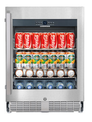 Product image, Perspective: straight closed decorated, Under-worktop refrigerator, Casing colour: grey, Door colour: silver