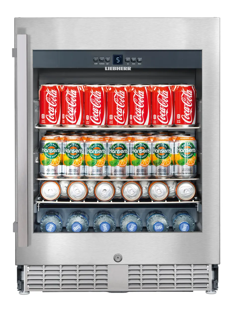 Product image, Perspective: straight closed decorated, Under-worktop refrigerator, Casing colour: grey, Door colour: silver