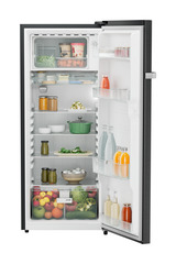 Product image, Perspective: straight open decorated, Single-door refrigerator 222 l in 3 star and horizontal handle, Casing colour: grey, Door colour: BlackSteel