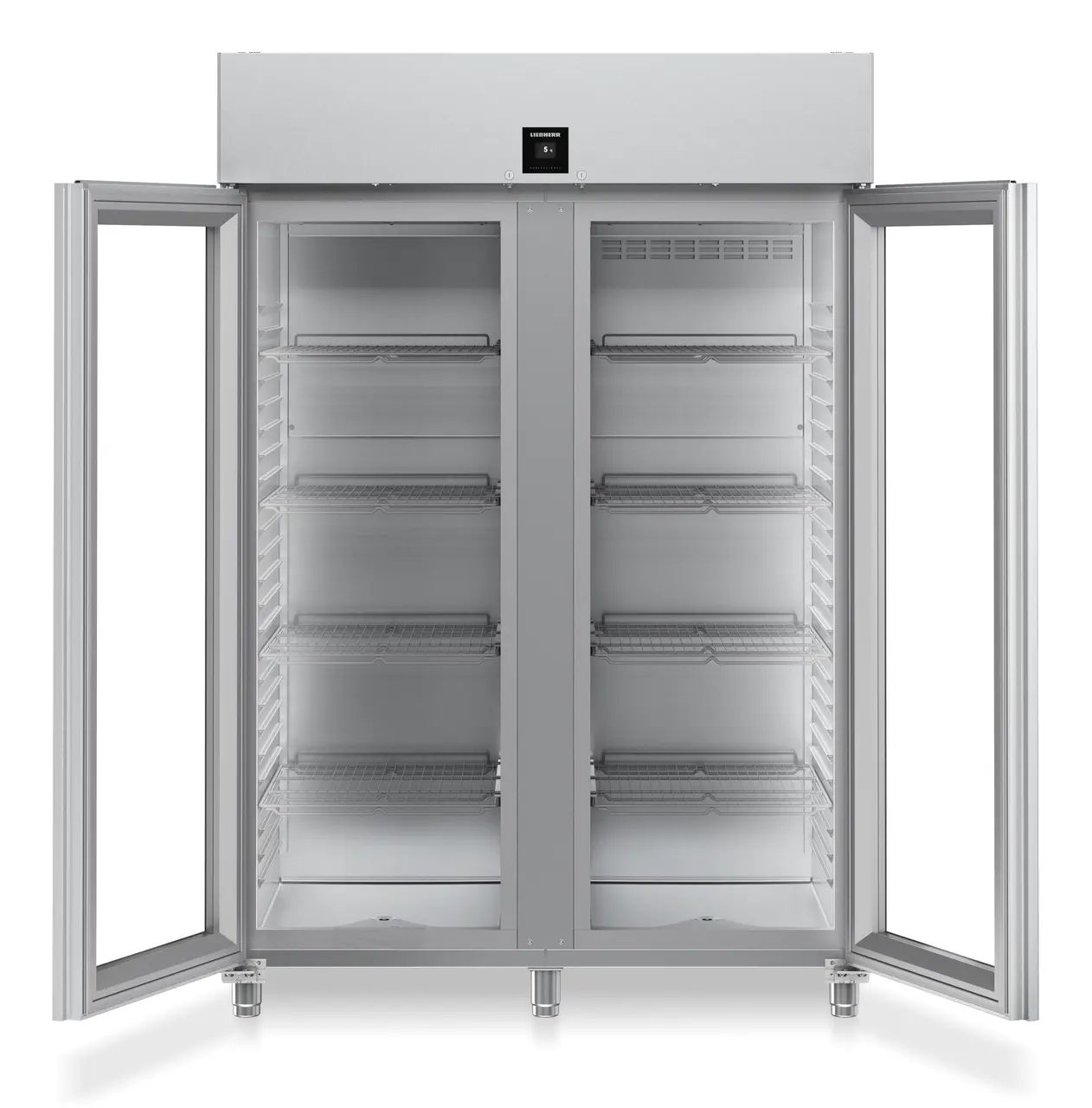 Product image, Perspective: straight open empty, Forced-air refrigerator GN 2/1, Casing colour: stainless steel, Door colour: stainless steel