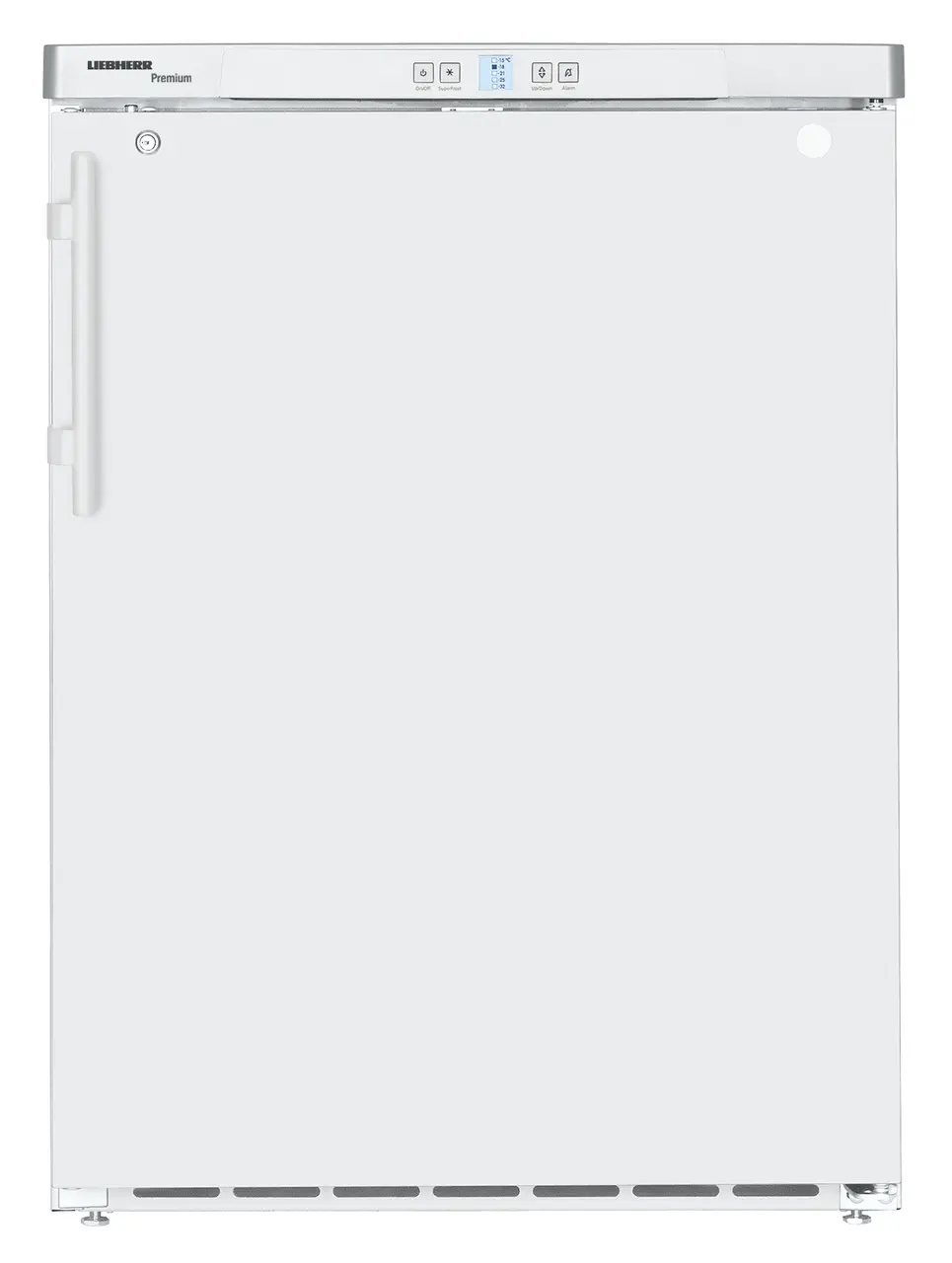 Produkt-Bild, Perspektive: gerade geschlossen, Unterbaufähiges Gefriergerät mit statischer Kühlung, Gehäusefarbe: Weiß, Türfarbe: Weiß