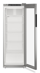 Slika izdelka, Perspektiva: Od spredaj, odprto, prazno, Hladilni aparat s hlajenjem s krožečim zrakom, Barva ohišja: srebrna, Barva vrat: srebrna