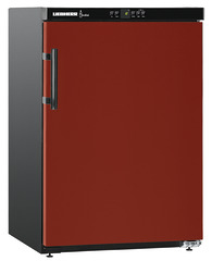 Изображение продукции, Перспектива: Под углом, с закрытой дверцей, Винный шкаф с климатизацией, Цвет корпуса: черный, Цвет дверцы: бордово-красный