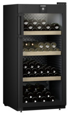 Product image, Perspective: oblique closed decorated, Wine storage cabinet, Casing colour: black, Door colour: black