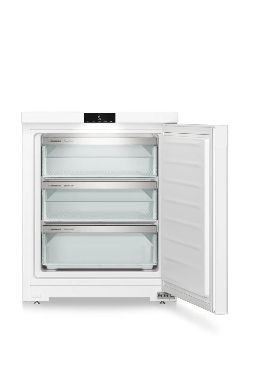 Изображение продукции, Перспектива: Прямо, с открытой дверцей, без продуктов, Малогабаритная морозильная камера с системой SmartFrost, Цвет корпуса: белый, Цвет дверцы: белый