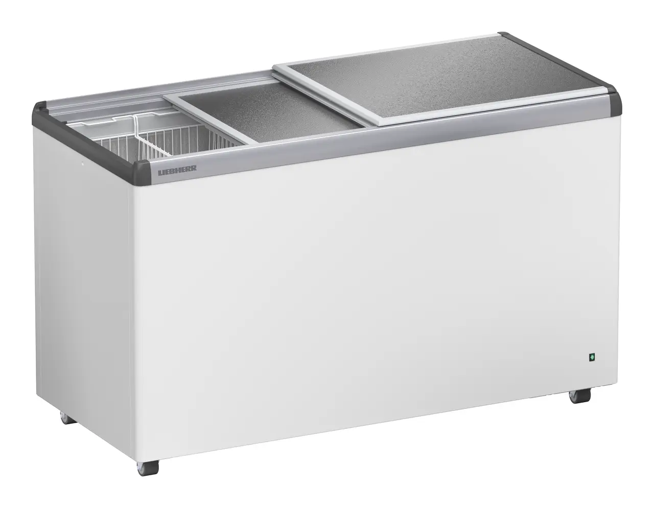 Product image, Perspective: oblique half-open empty, Ice-cream chest freezer, Casing colour: white
