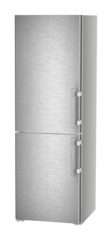 Product image, Perspective: oblique closed, Combined fridge-freezers with EasyFresh and NoFrost, Casing colour: silver, Door colour: stainless steel