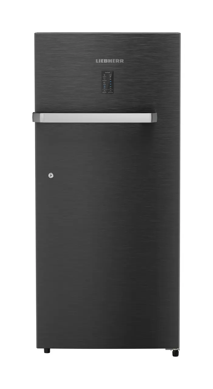 Product image, Perspective: straight closed, Single-door refrigerator 202 l in 4 star with iCoolTouch UI, Casing colour: grey, Door colour: BlackSteel