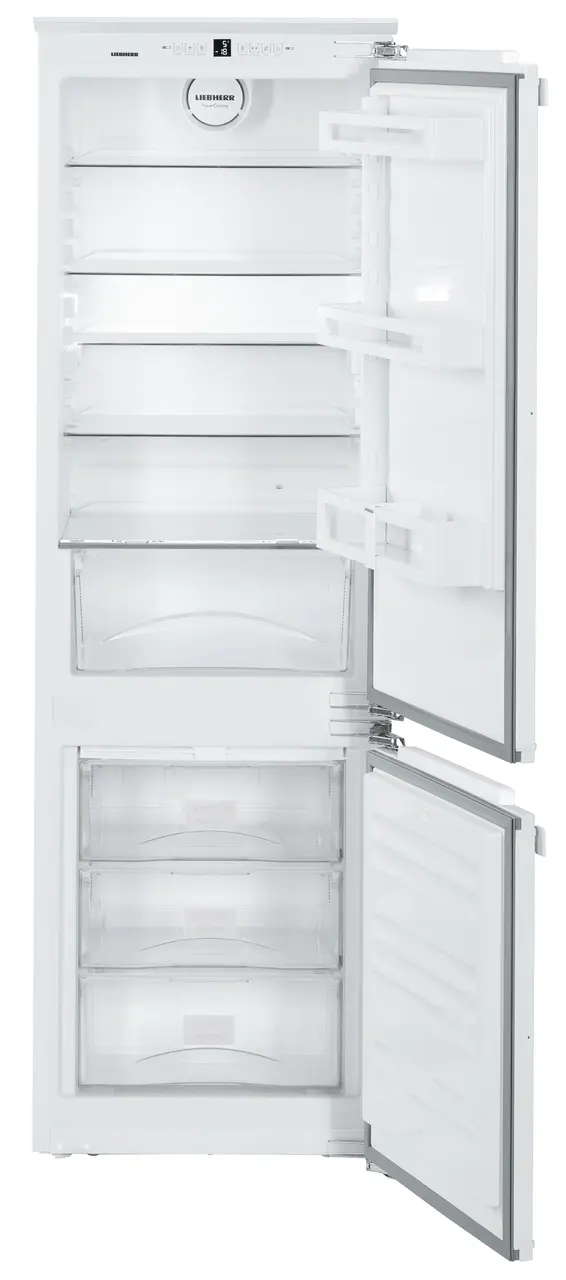 Product image, Perspective: straight open empty, Integrated fridge-freezer combination with BioCool and NoFrost