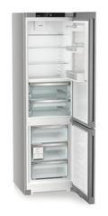 Product image, Perspective: oblique open empty, Fridge-freezer with BioFresh and NoFrost, Casing colour: silver, Door colour: Steelfinish